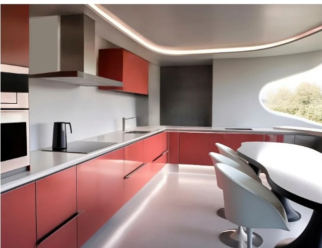 Contemporary red modern kitchen design